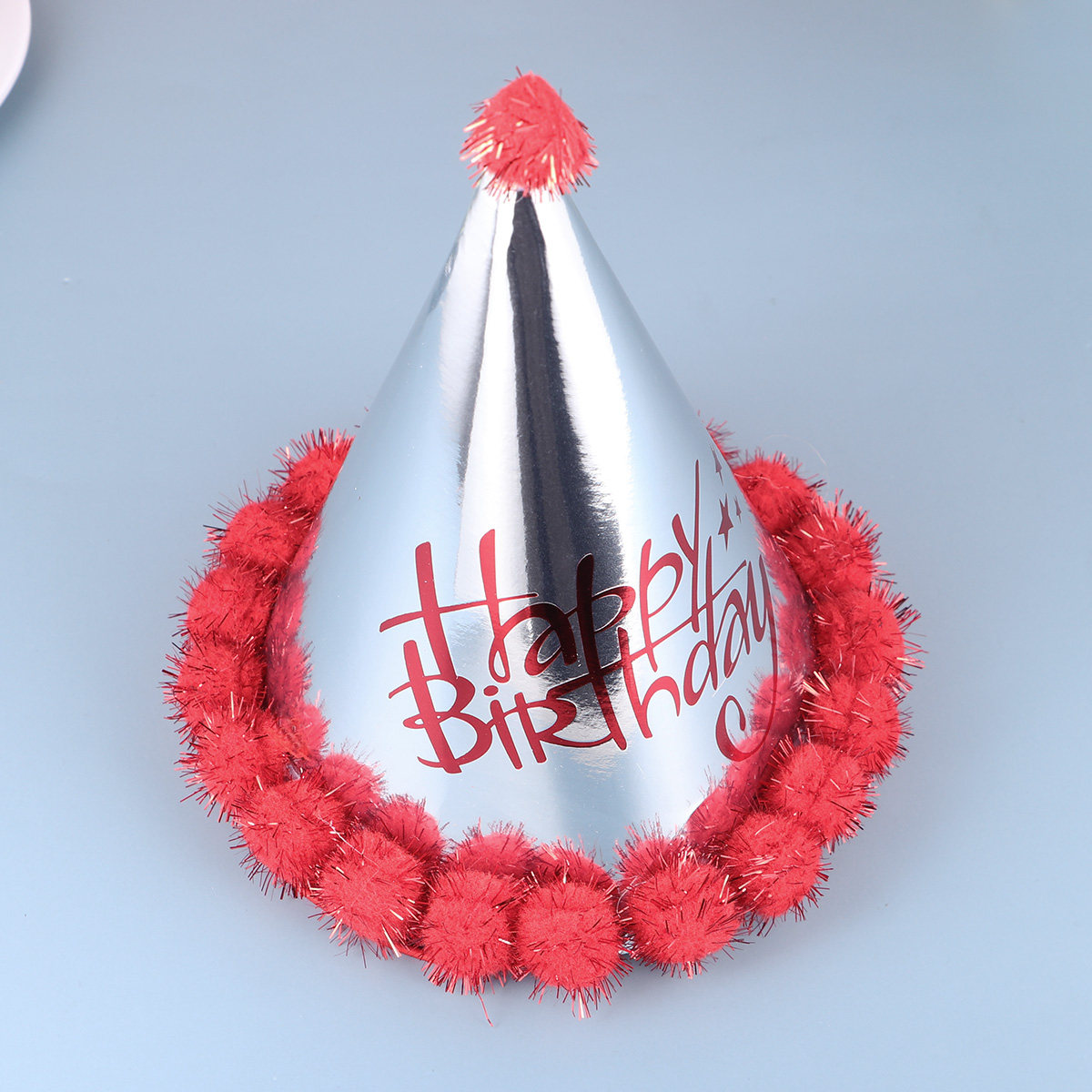Party Hat Cone - 5개입 레이저 페이퍼 생일 모자 폼폰