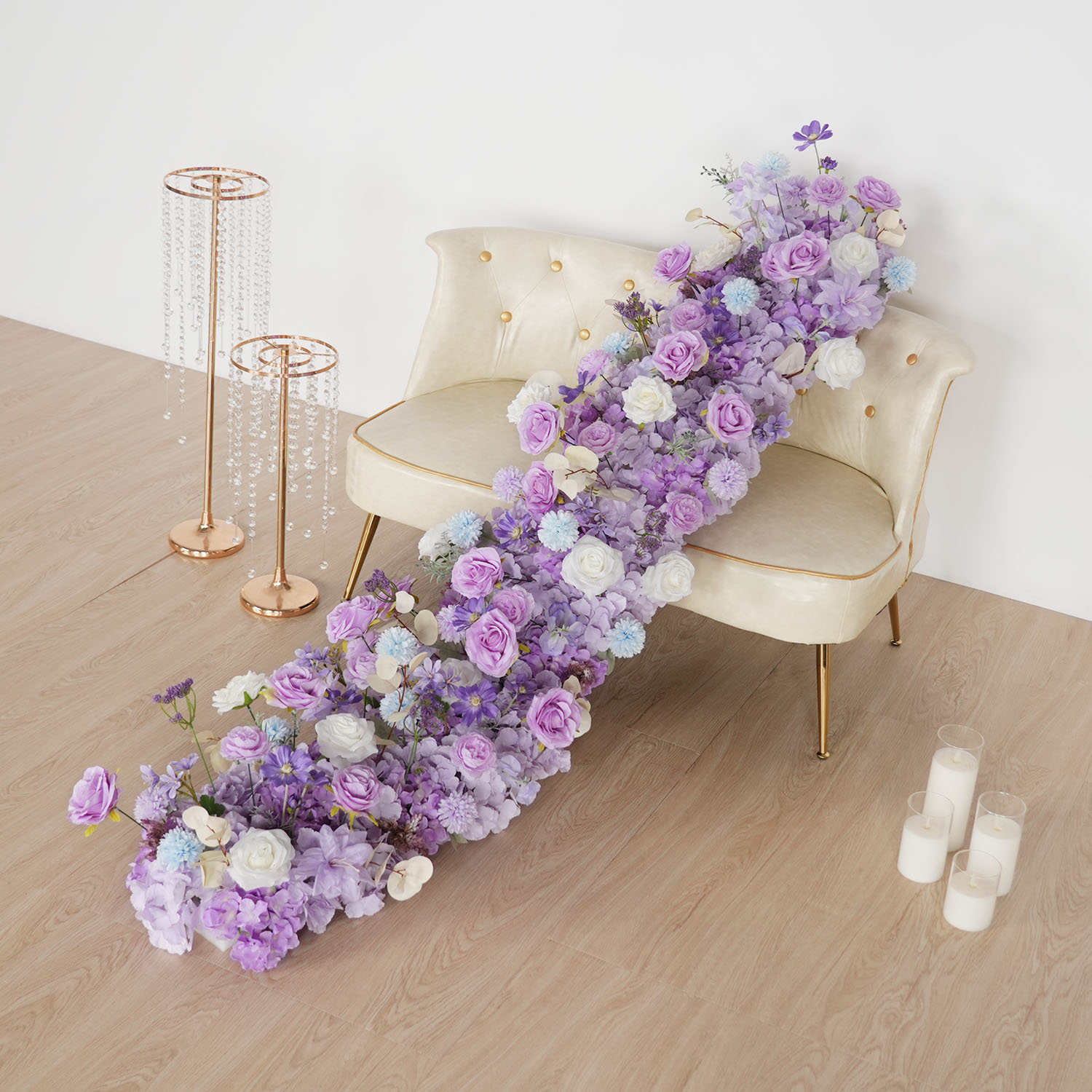 Flower Wall Panel - Uflower 보라색 인공 꽃 웨딩 장식