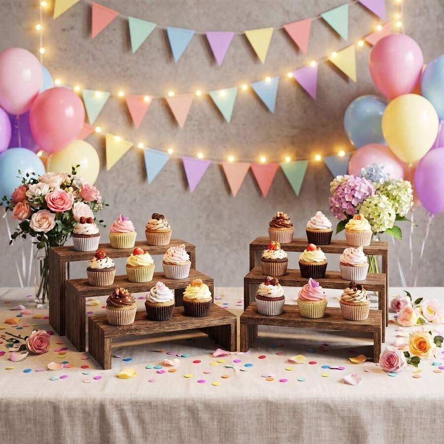 Cupcake Stand Tier - 6개들이 나무 디스플레이 스탠드, 나무 테이블