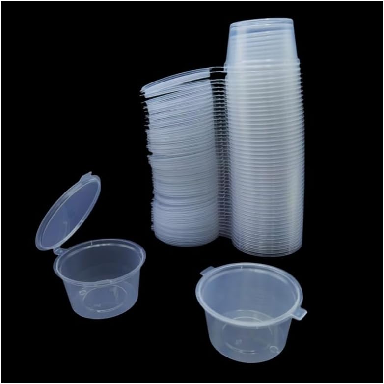 Plastic Cup 50Pcs - 일회용 투명 플라스틱 소스컵 뚜껑 포함