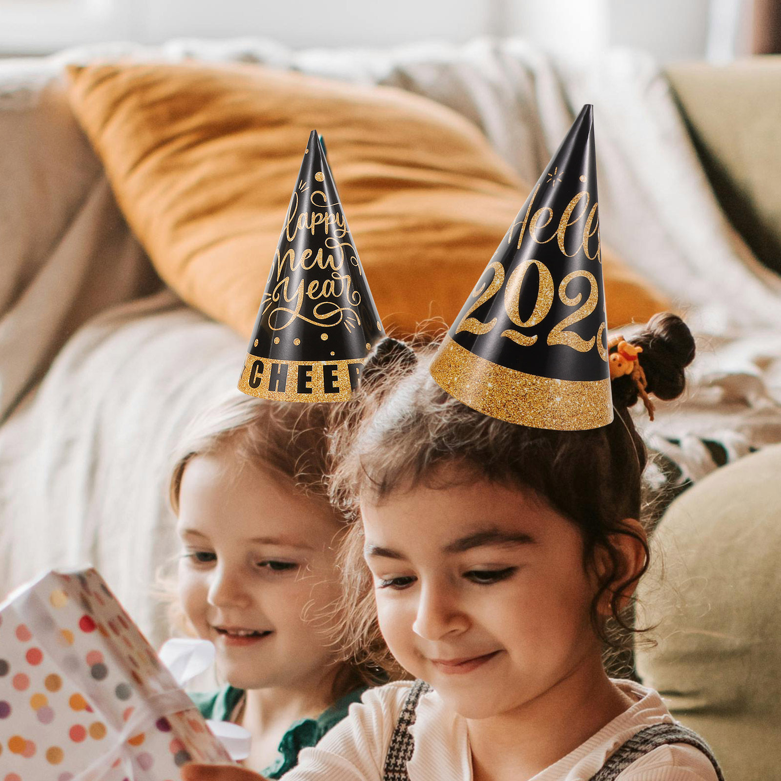 6개입 블랙 골드 파티 모자 새해 축하 콘 모자 202 - Party Hat Cone 리뷰 및 가격