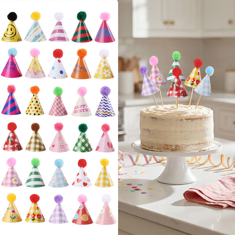 15/30Pcs 미니 파티 모자 케이크 토퍼 다채로운  - Party Hat Cone 리뷰 및 가격