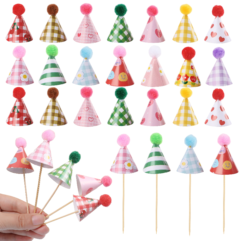 15/30Pcs 미니 파티 모자 케이크 토퍼 다채로운  - Party Hat Cone 리뷰 및 가격
