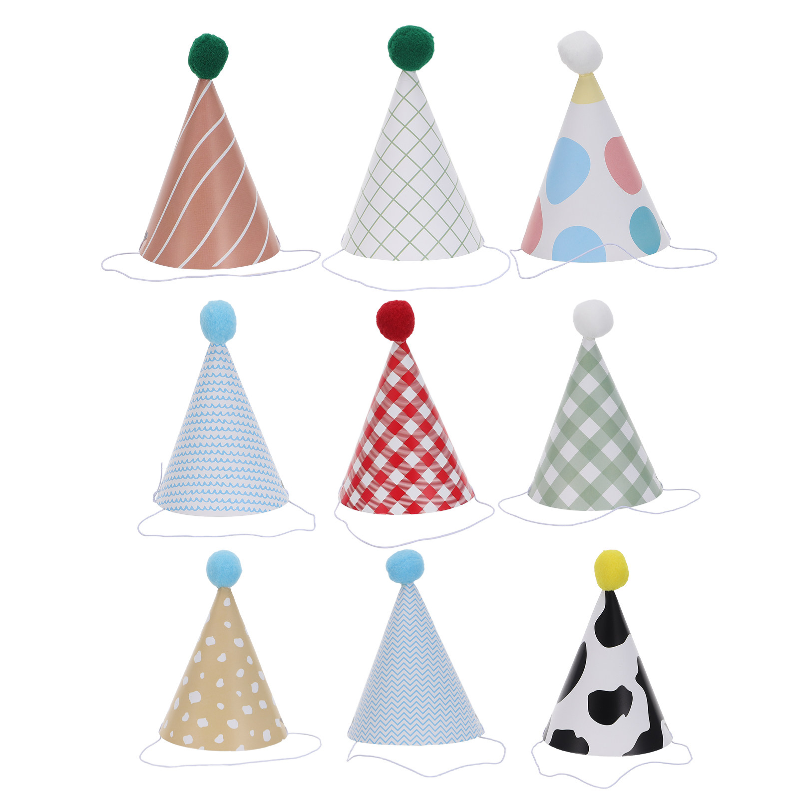 9개입 생일 파티 모자, 다채로운 종이 콘 모자, 부드 - Party Hat Cone 리뷰 및 가격