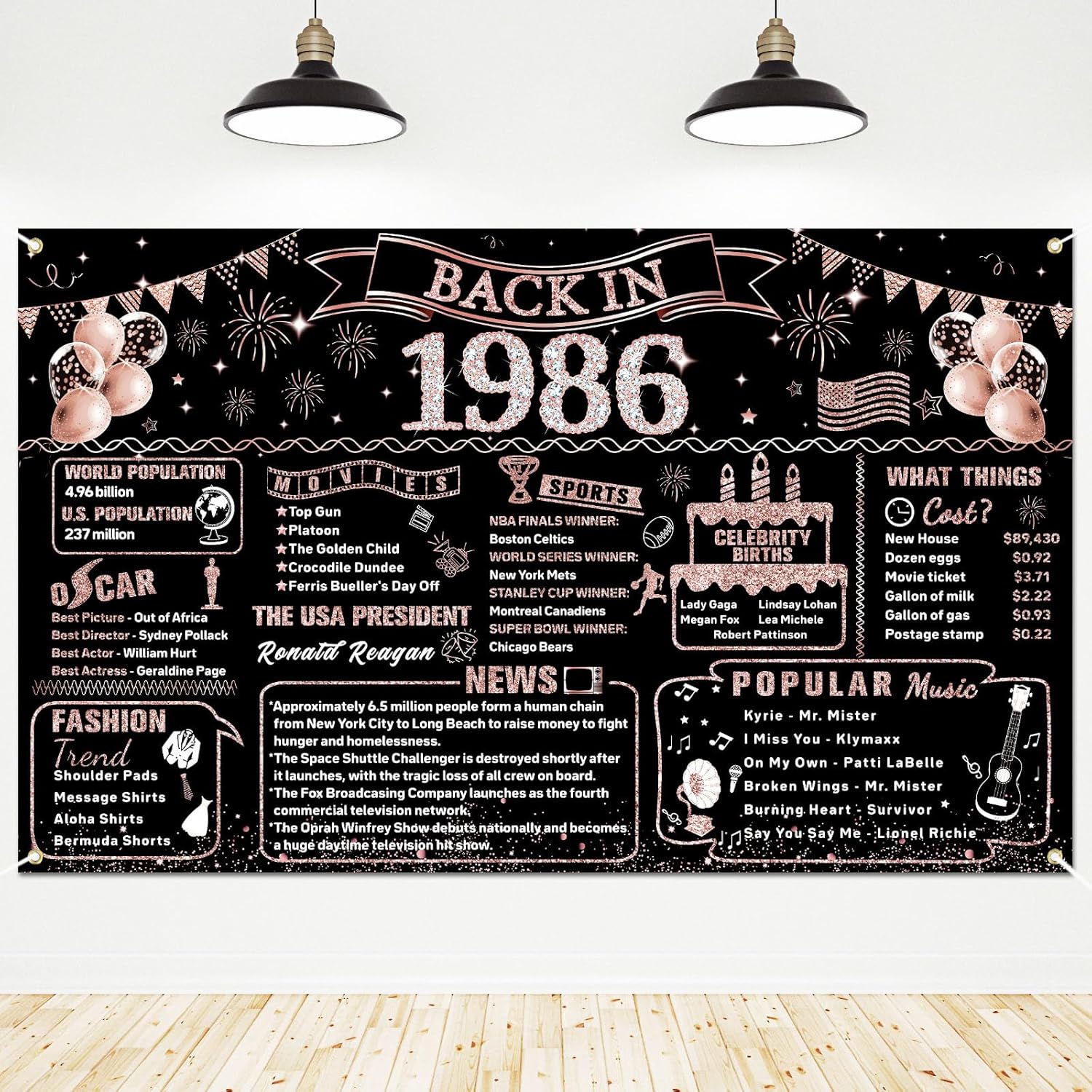 여성을 위한 40번째 생일 장식, 1986년 생일 배너 - Party Banner Gold 리뷰 및 가격