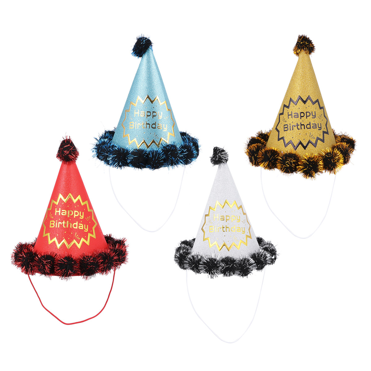 4pcs 반짝이 생일 모자 반짝 이는 콘 파티 모자 황 - Party Hat Cone 리뷰 및 가격