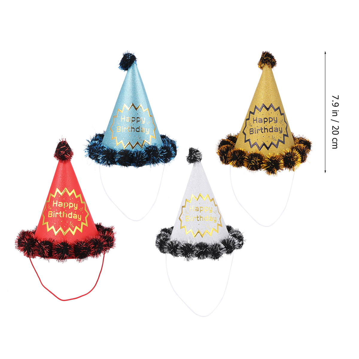 4pcs 반짝이 생일 모자 반짝 이는 콘 파티 모자 황 - Party Hat Cone 리뷰 및 가격